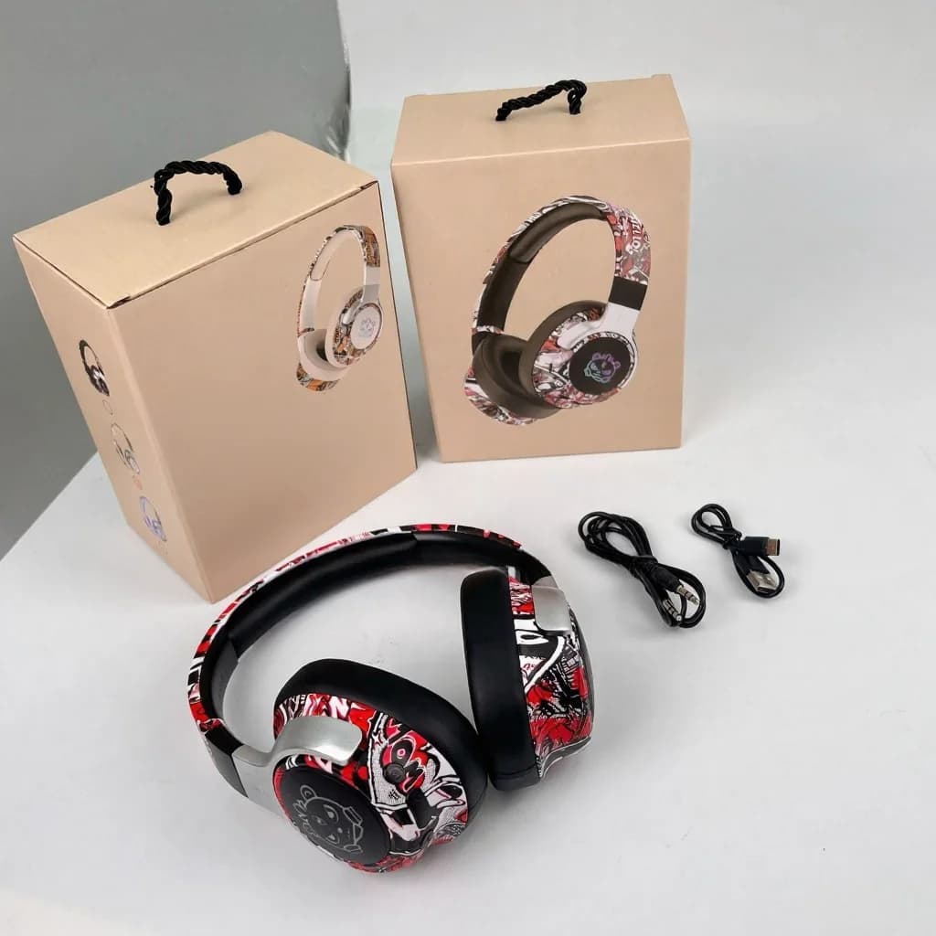 Grafiti stila Bluetooth austiņas ar RGB apgaismojumu un mikrofonu
