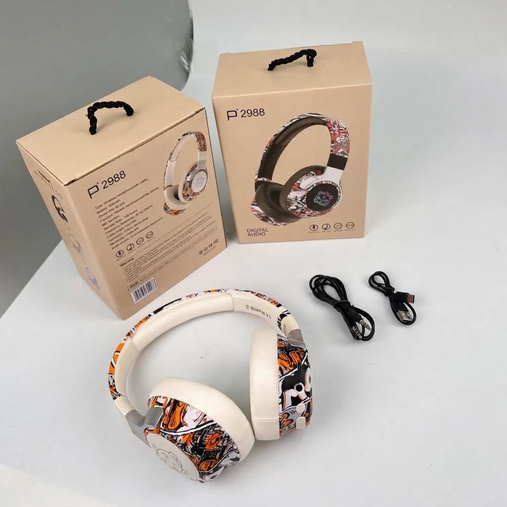 Grafiti stila Bluetooth austiņas ar RGB apgaismojumu un mikrofonu