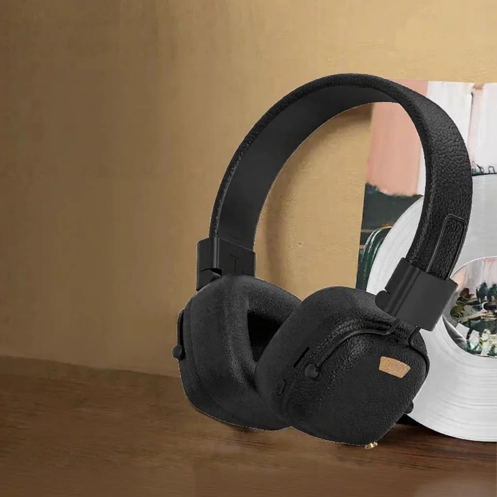 Retro stila Bluetooth austiņas ar EQ režīmiem un saliekamu dizainu