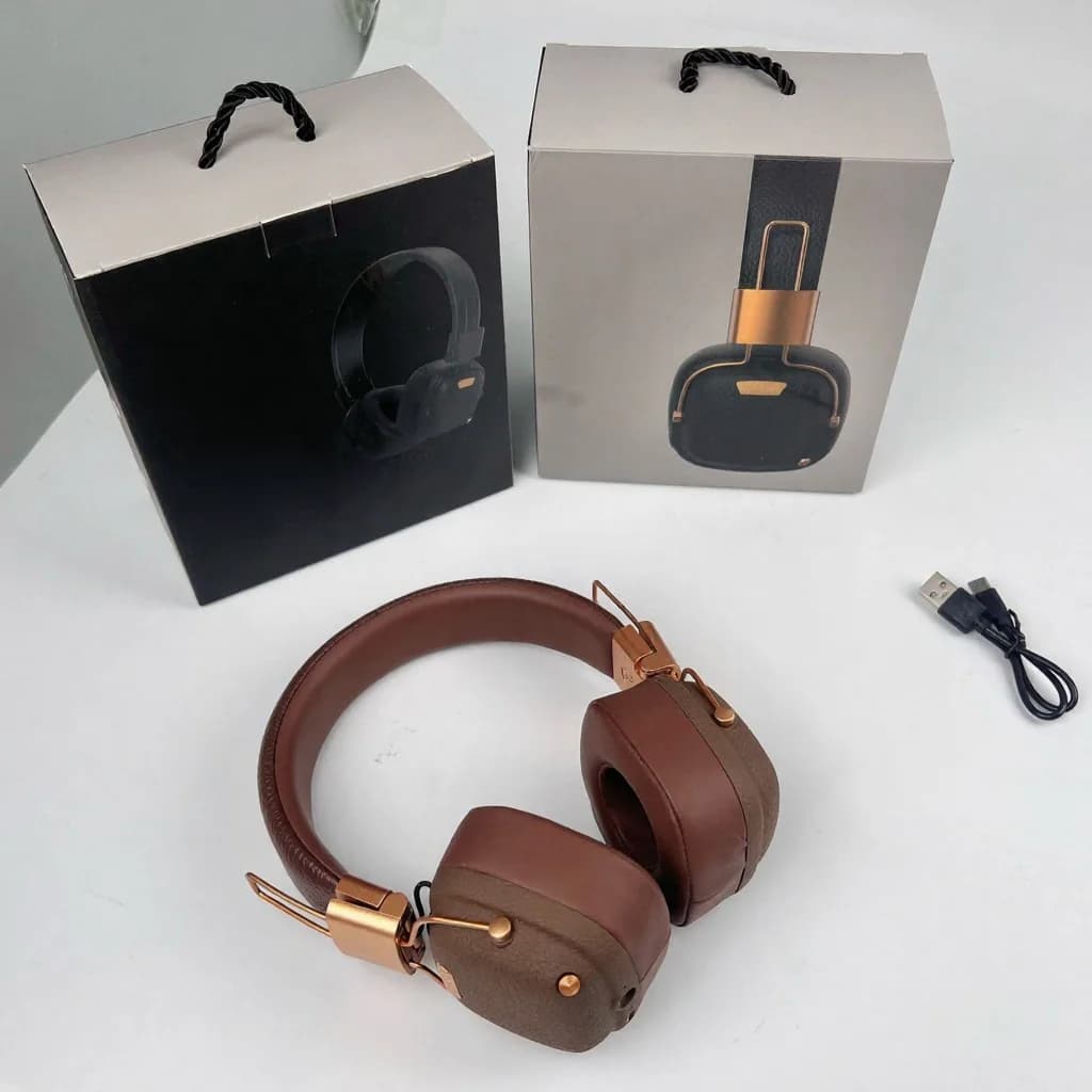 Retro stila Bluetooth austiņas ar EQ režīmiem un saliekamu dizainu