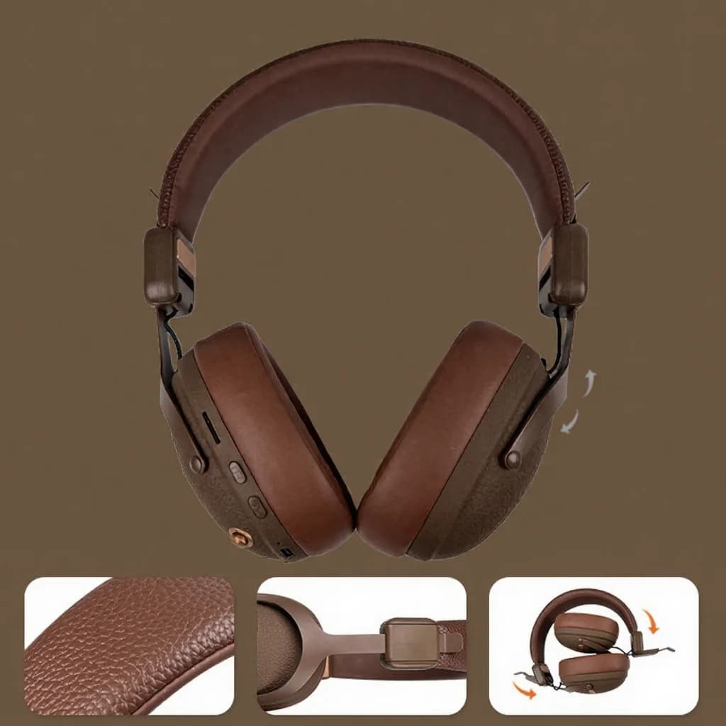 Retro bezvadu austiņas ar Bluetooth 5.4 un ilgu akumulatora darbības laiku