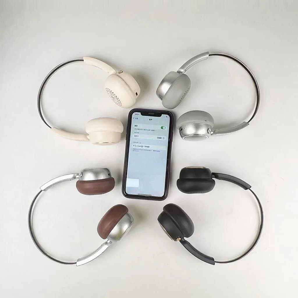Retro stila bezvadu austiņas ar aizvērumu ap ausīm, FM radio un Bluetooth 5.4