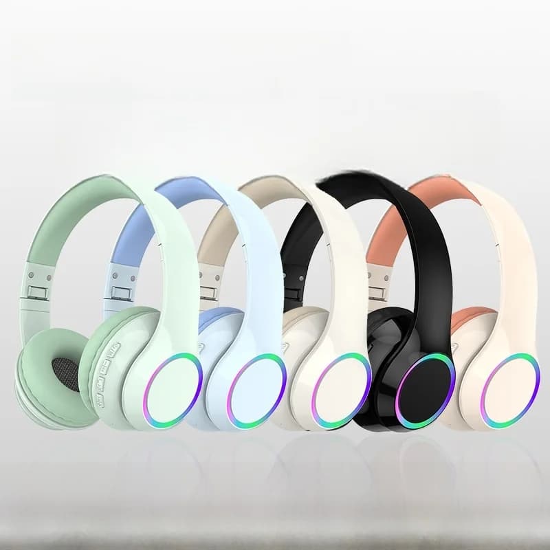 Bezvadu Bluetooth austiņas ar LED apgaismojumu un mikrofonu