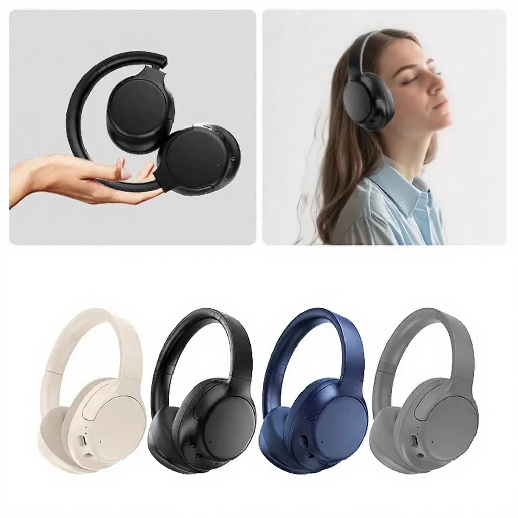 Bezvadu Bluetooth austiņas ar aktīvo trokšņu slāpēšanu, uz ausīm, ilgs akumulatora darbības laiks