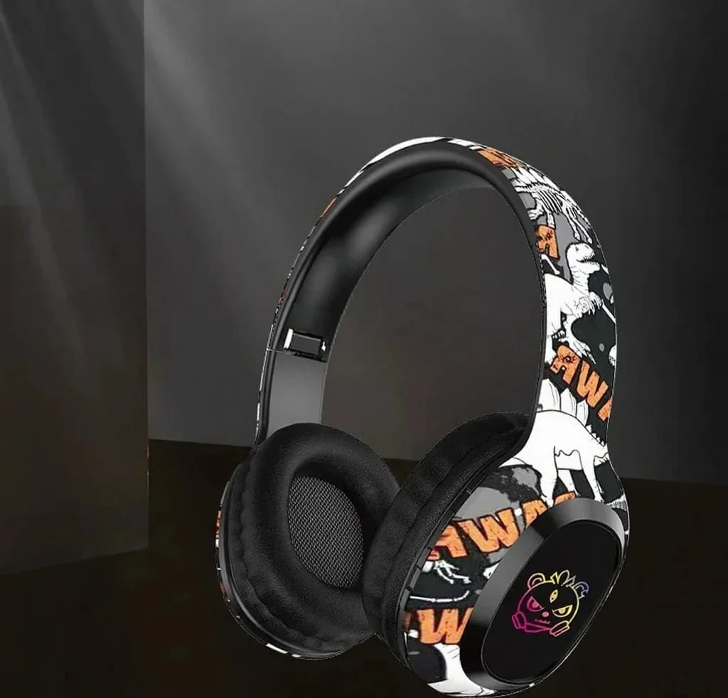 Pār ausīm liekamās Bluetooth austiņas ar FM radio un LED gaismām