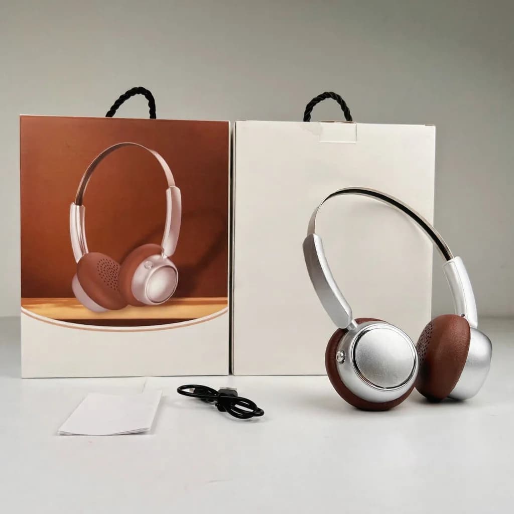 Retro bezvadu aizausu austiņas ar FM radio un Bluetooth 5.4