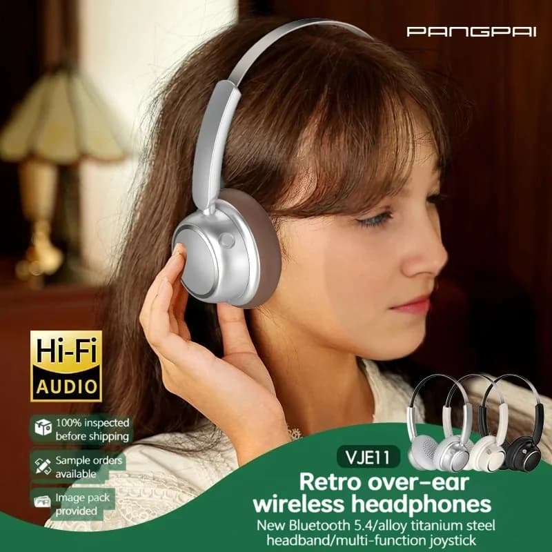 Retro stila bezvadu Bluetooth austiņas ar metāla galvas lenci