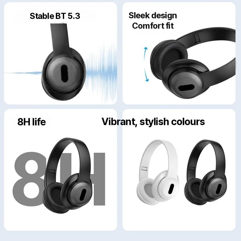 Aiz ausīm bezvadu Bluetooth austiņas ar FM radio un TF kartes slotu