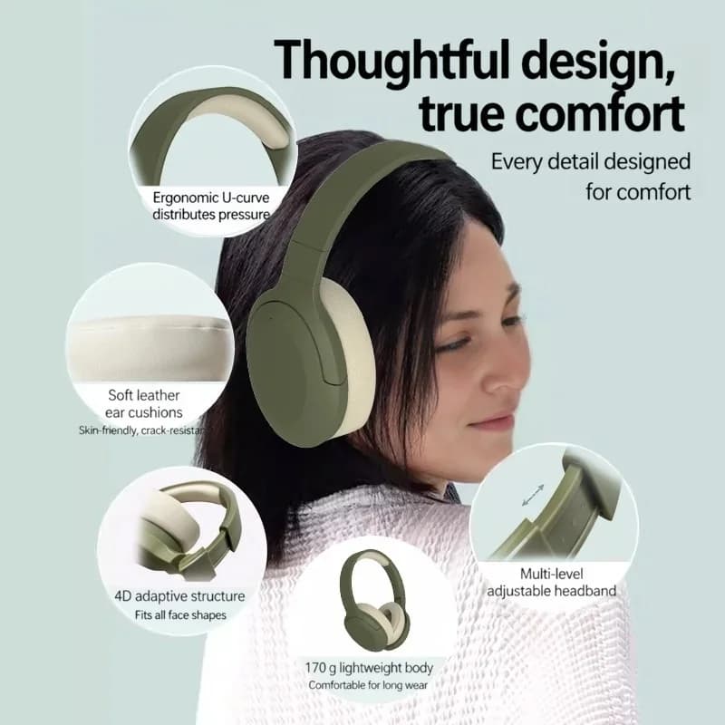 Bezvadu Bluetooth pār ausīm austiņas ar FM radio un ilgu akumulatora darbību