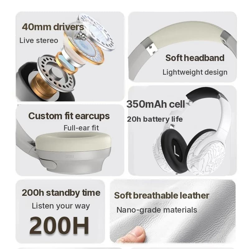 Bezvadu Bluetooth austiņas ar Multi-EQ un ilgu akumulatora darbības laiku