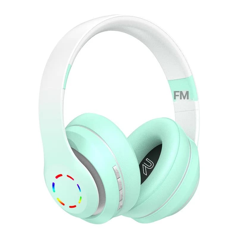 Bezvadu pār ausīm austiņas ar LED gaismām un FM radio
