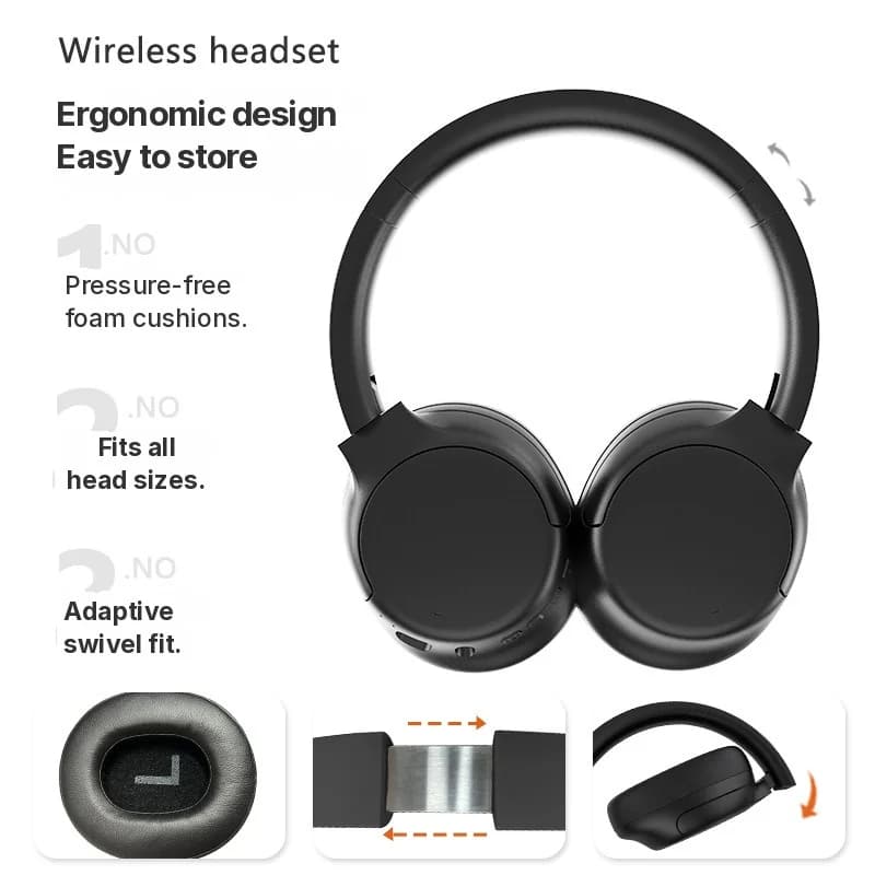 Bezvadu Bluetooth austiņas ar aktīvo trokšņu slāpēšanu, uz ausīm, ilgs akumulatora darbības laiks