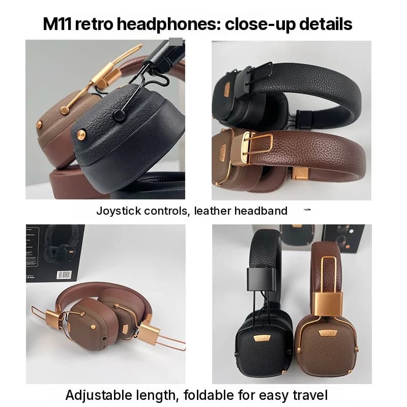Retro stila bezvadu Bluetooth austiņas ar EQ skaņas režīmiem