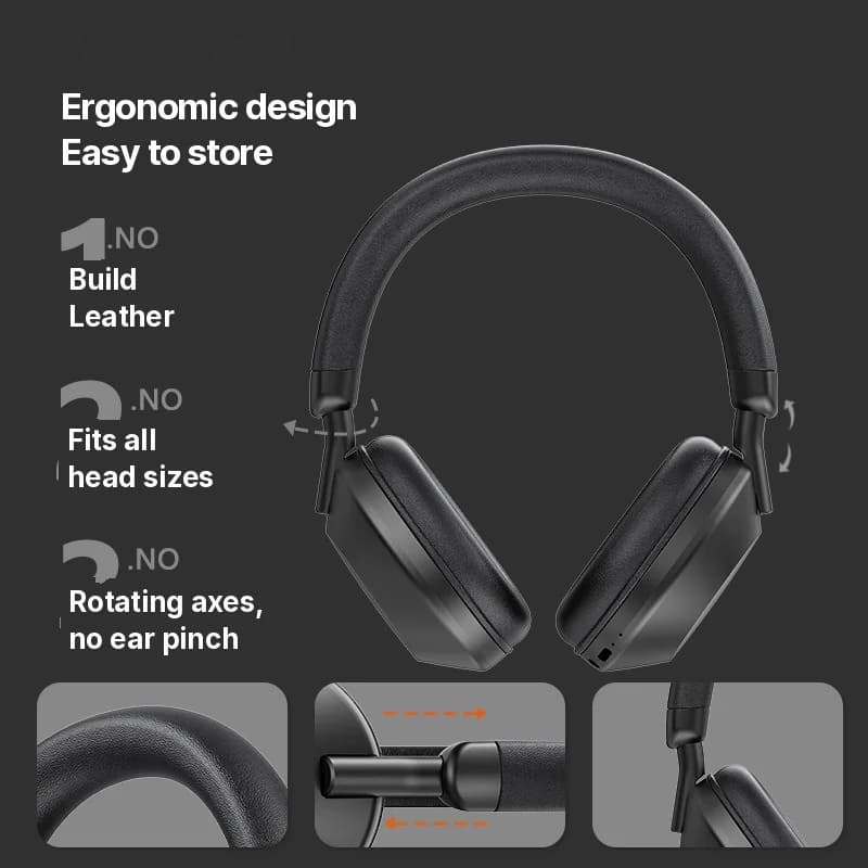 Bezvadu aiz ausīm liekamas austiņas ar FM radio un Bluetooth 5.4