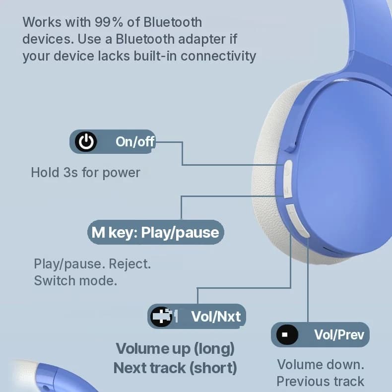 Bezvadu Bluetooth austiņas ar ilgu akumulatora darbības laiku