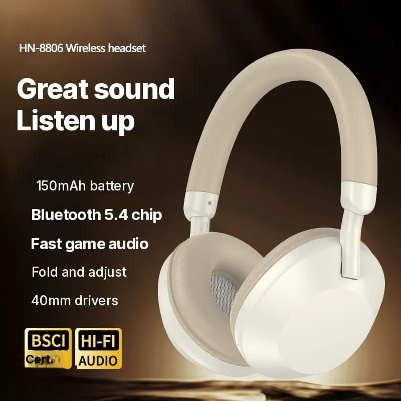 Bezvadu aiz ausīm liekamas austiņas ar FM radio un Bluetooth 5.4