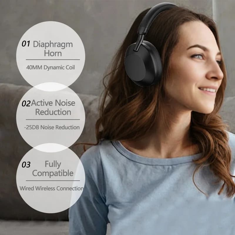 Bezvadu austiņas ar aktīvo trokšņu slāpēšanu un Bluetooth 5.4