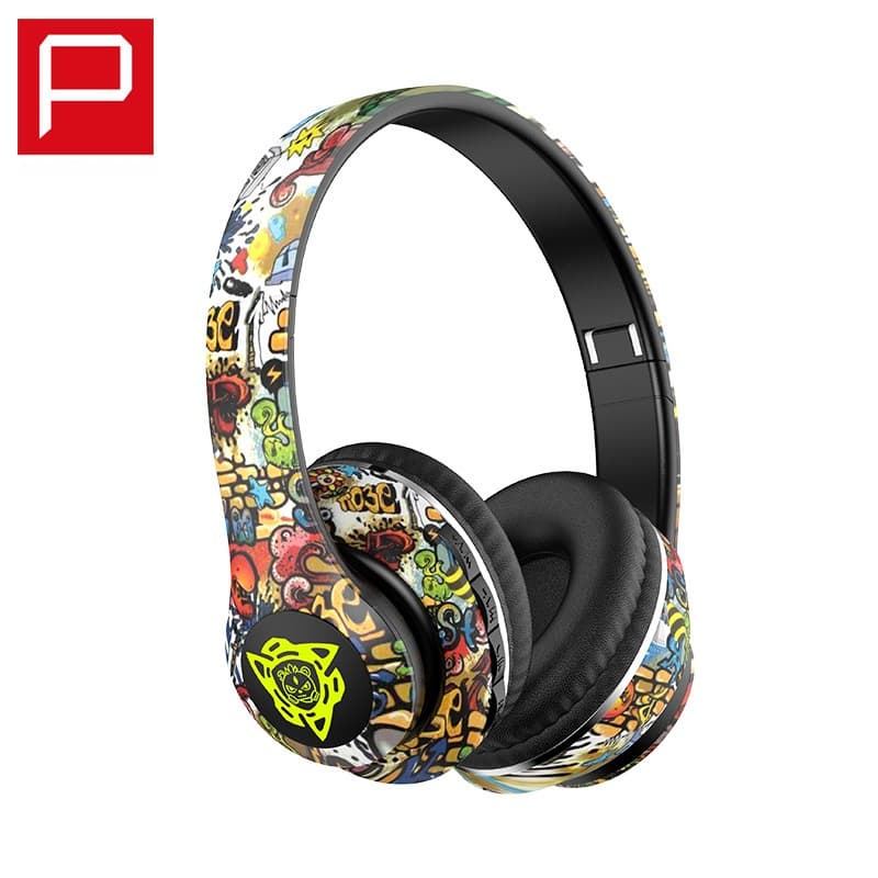Bezvadu Bluetooth aizausu austiņas ar grafiti dizainu, saliekamas